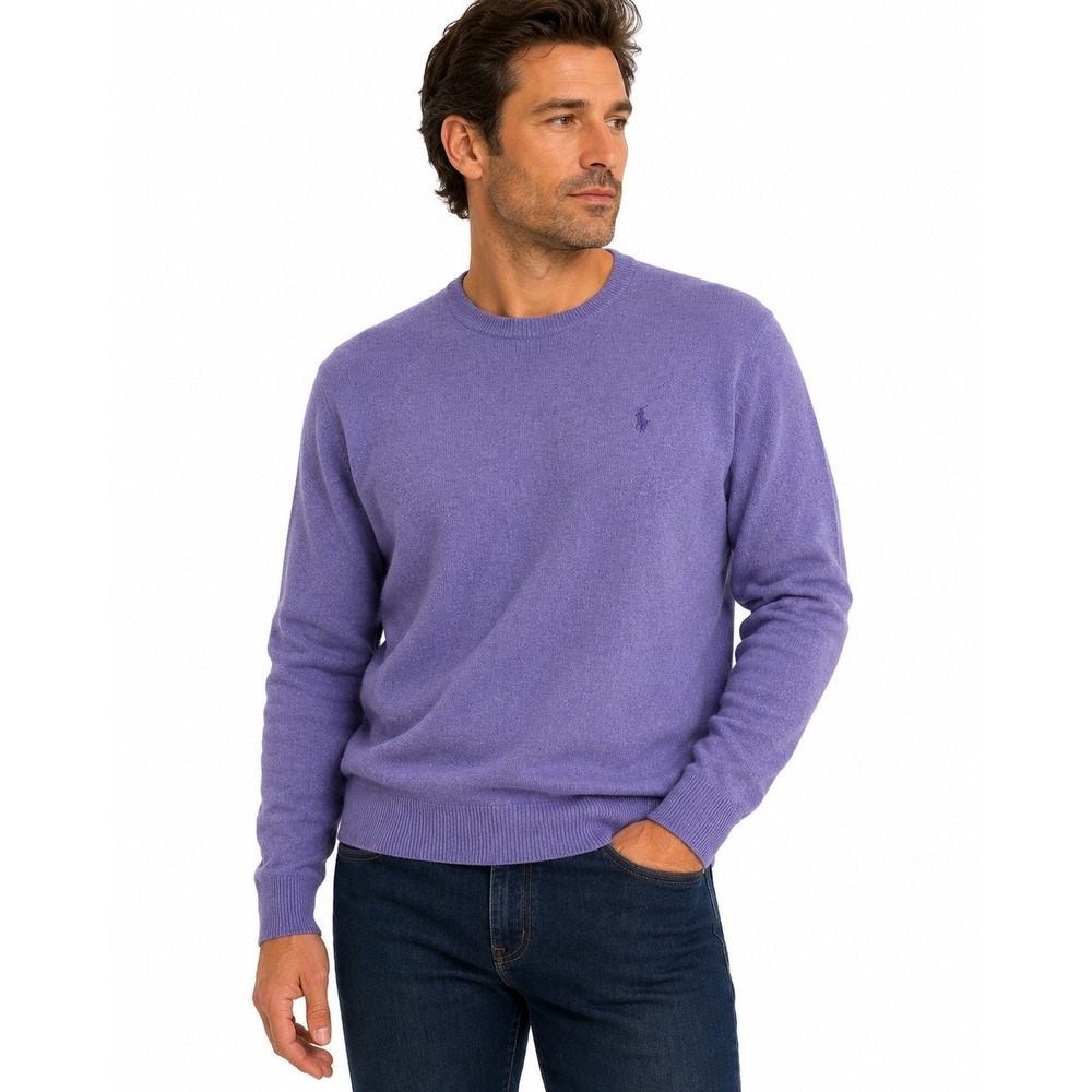 Polo Ralph Lauren Purple Washable Cashmere Crewneck Sweater Mens Large Preppy